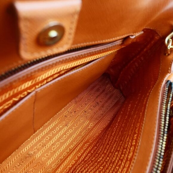 PRADA MILANO 2Way Shoulder Hand Bag Saffiano Leather Orange Gold Italy 99EB493 - Picture 12 of 15